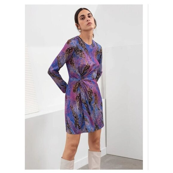 Paris Atelier And Other Stories size 2 twist knot dress abstract print - Picture 1 of 14